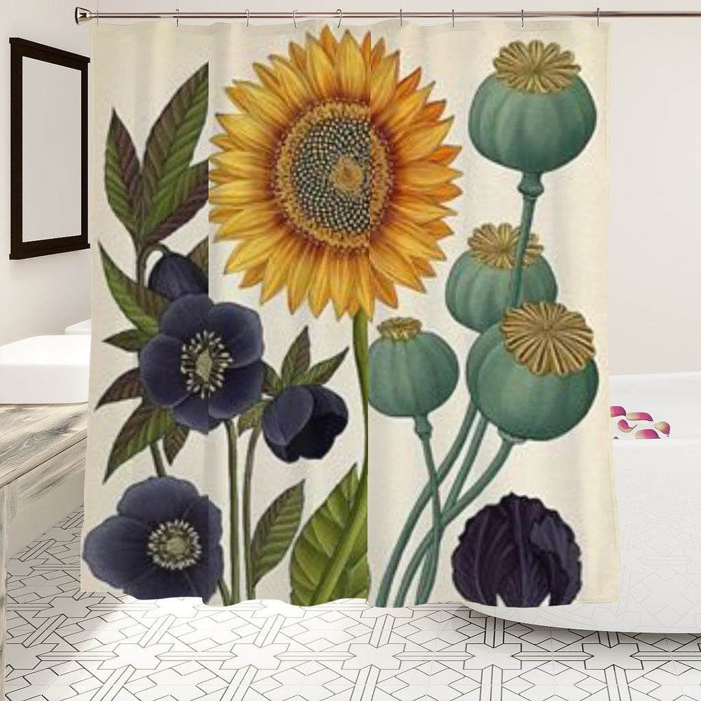 Vintage Botanical shower curtain by Sandy Beach featuring floral botanical print for bathroom decor.