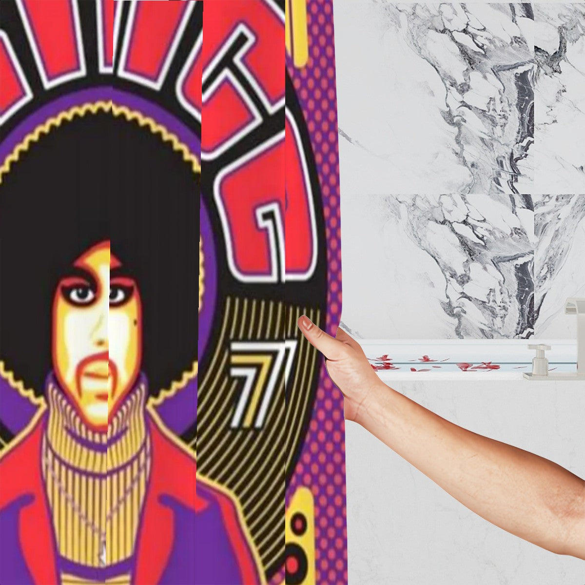 Prince Retro Portrait Shower Curtain