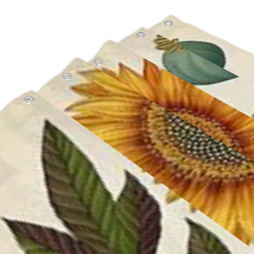 Vintage botanical shower curtain by Sandy Beach featuring floral and greenery design for bathroom decor.