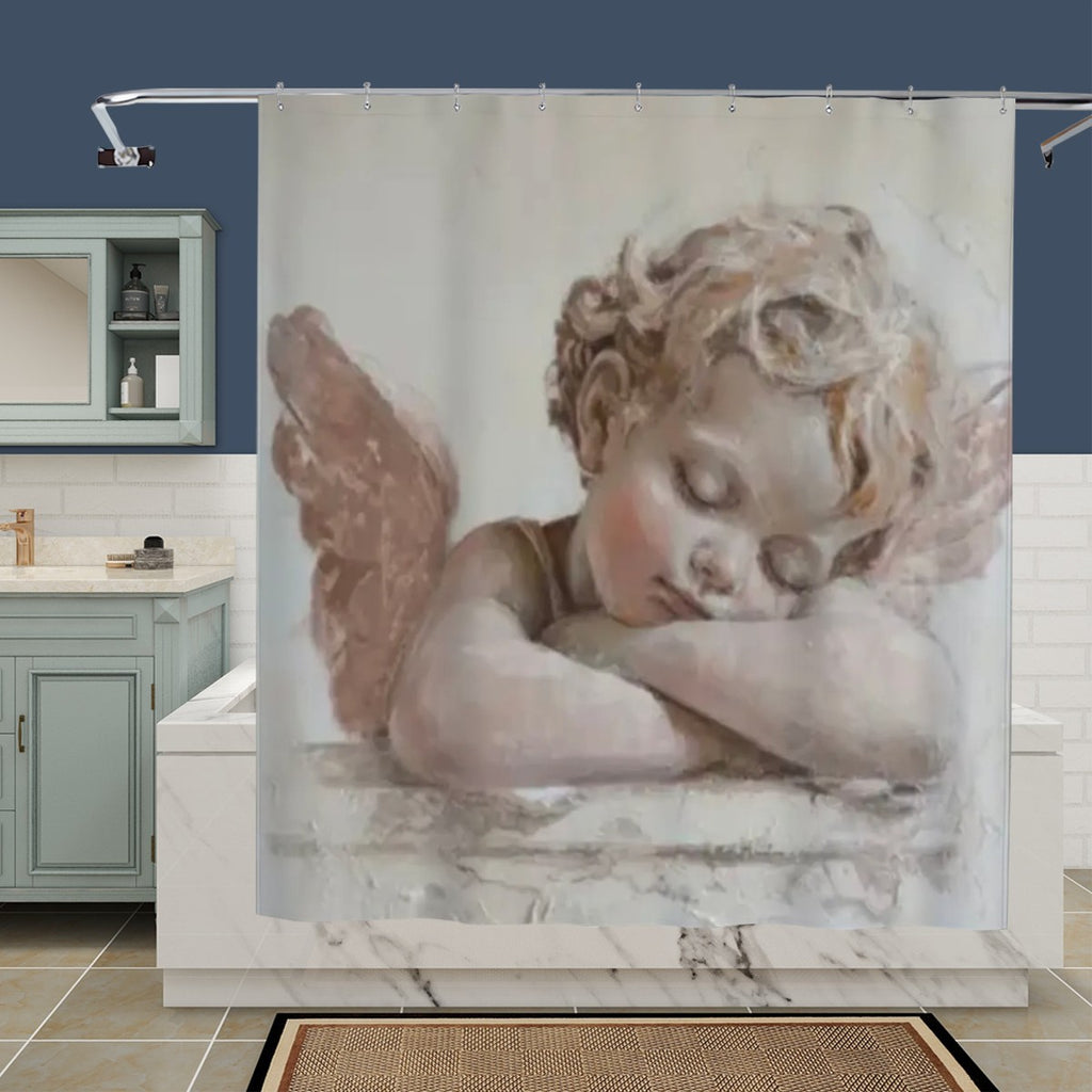 Sleeping Cherub Shower Curtain | Angel Fresco Art