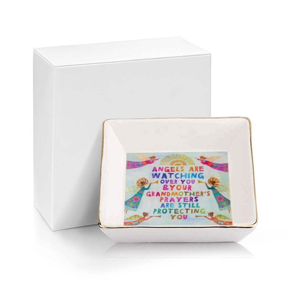 Gold Trim Ceramic Jewelry Dish — Grandma's Prayers