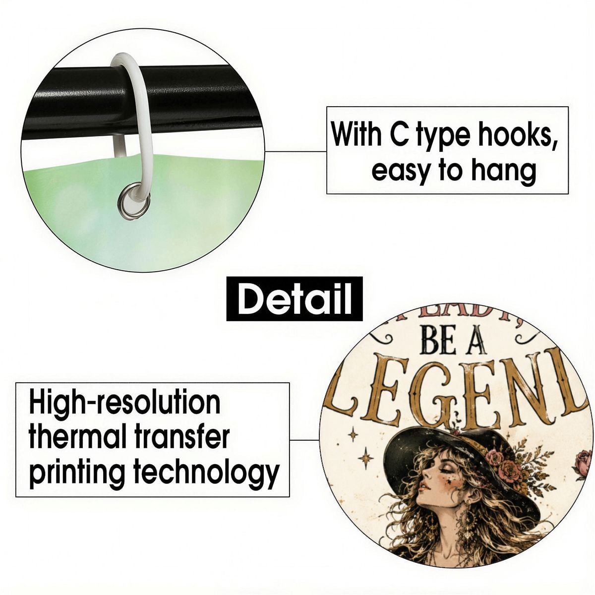 "Don't Be a Lady, Be a Legend" Stevie Nicks Shower Curtain | Boho Celestial Bathroom Decor