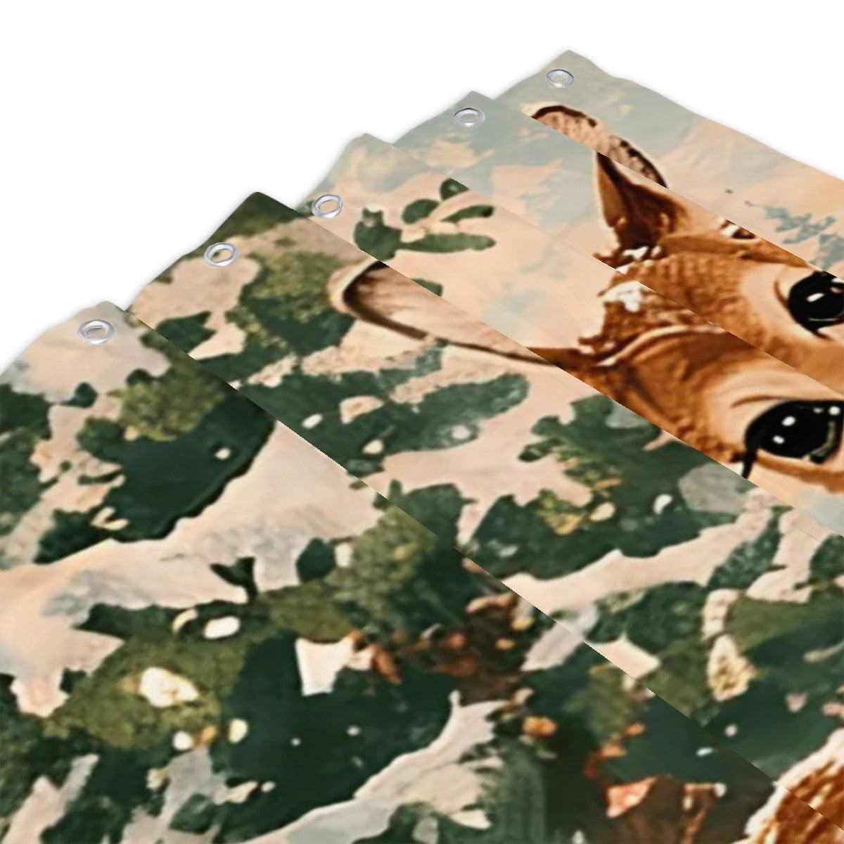 Woodland Deer Christmas Shower Curtain | Fawn with Pink Bow