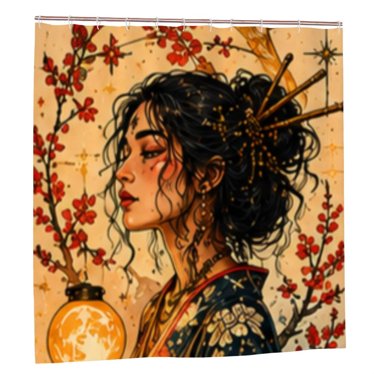 Mystical Woman Shower Curtain – Divine Feminine Fantasy Art Boho Spiritual Bathroom Decor