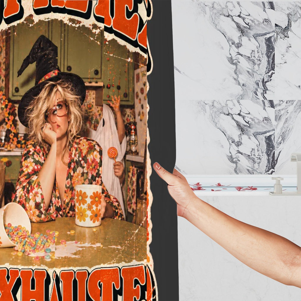 I Put the Hex on You Shower Curtain - 72" x 72" Retro Witchy Halloween Decor
