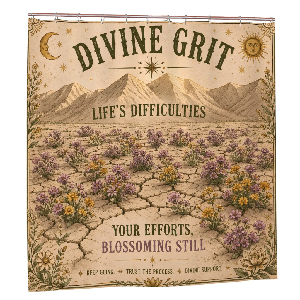 Divine Grit Shower Curtain - 72" x 72" Inspirational Floral Affirmation