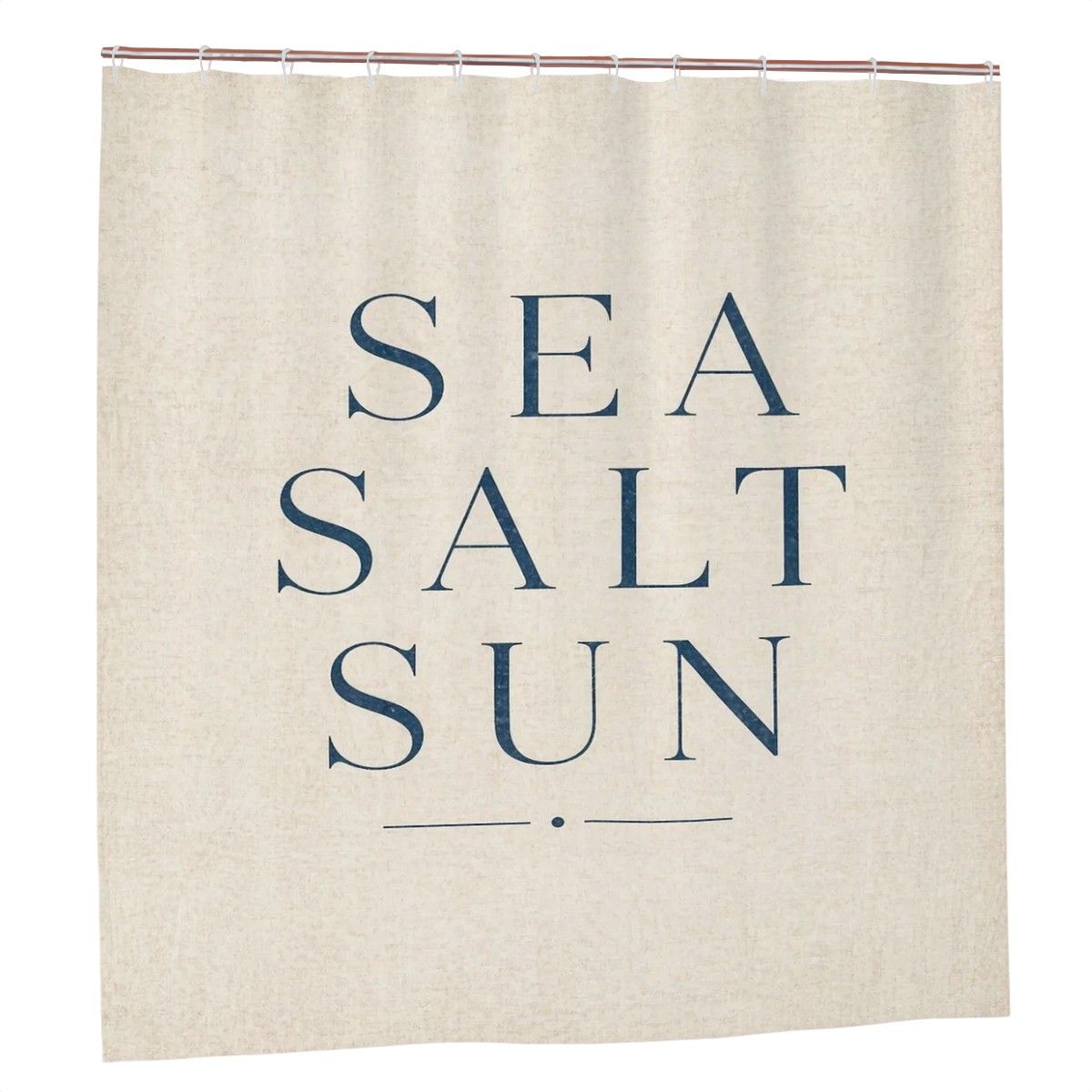 Beach-themed Sandy Beach bathroom decor shower curtain with ocean waves and sandy shore design for a coastal look.