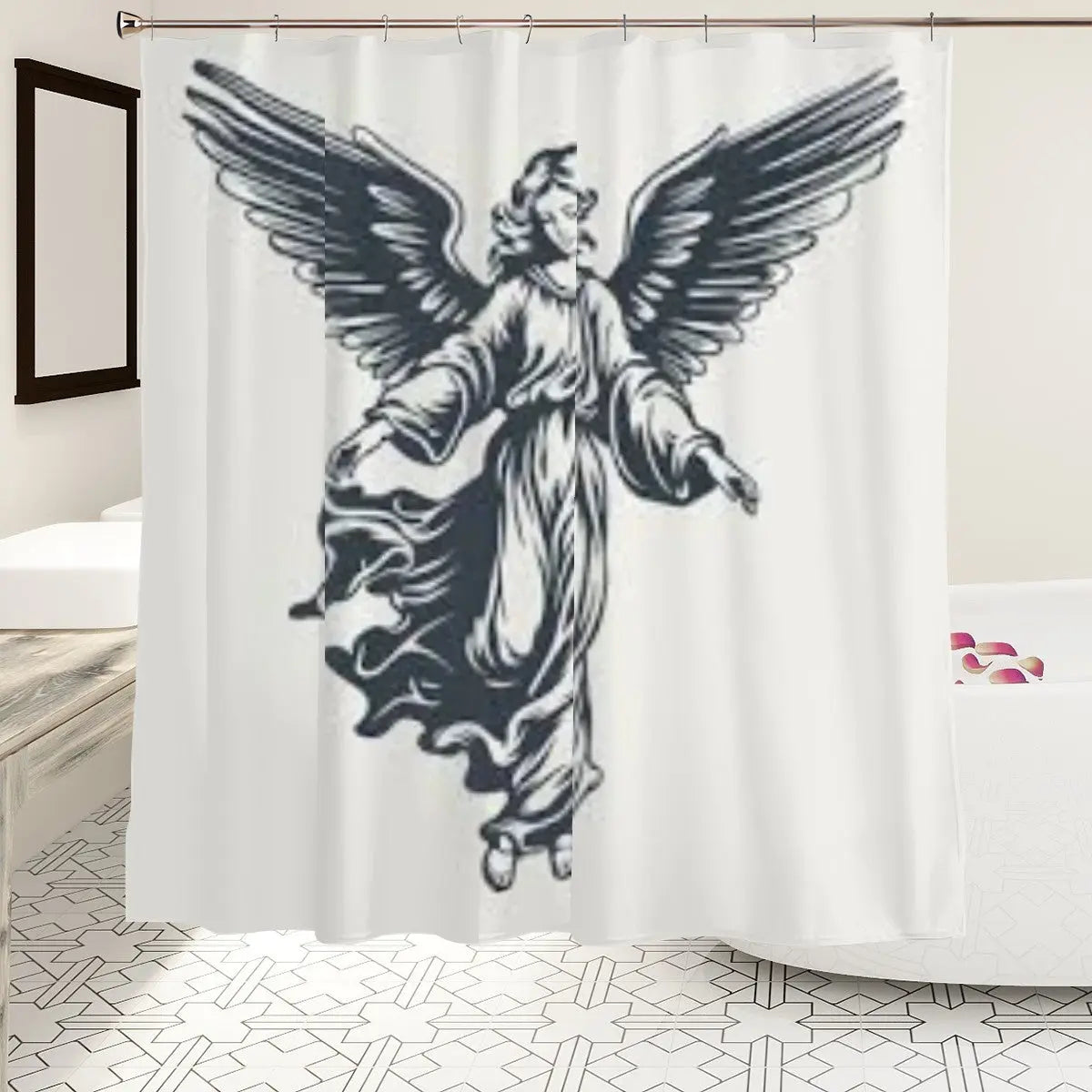 Vintage Angel Shower Curtain Sandy Beach