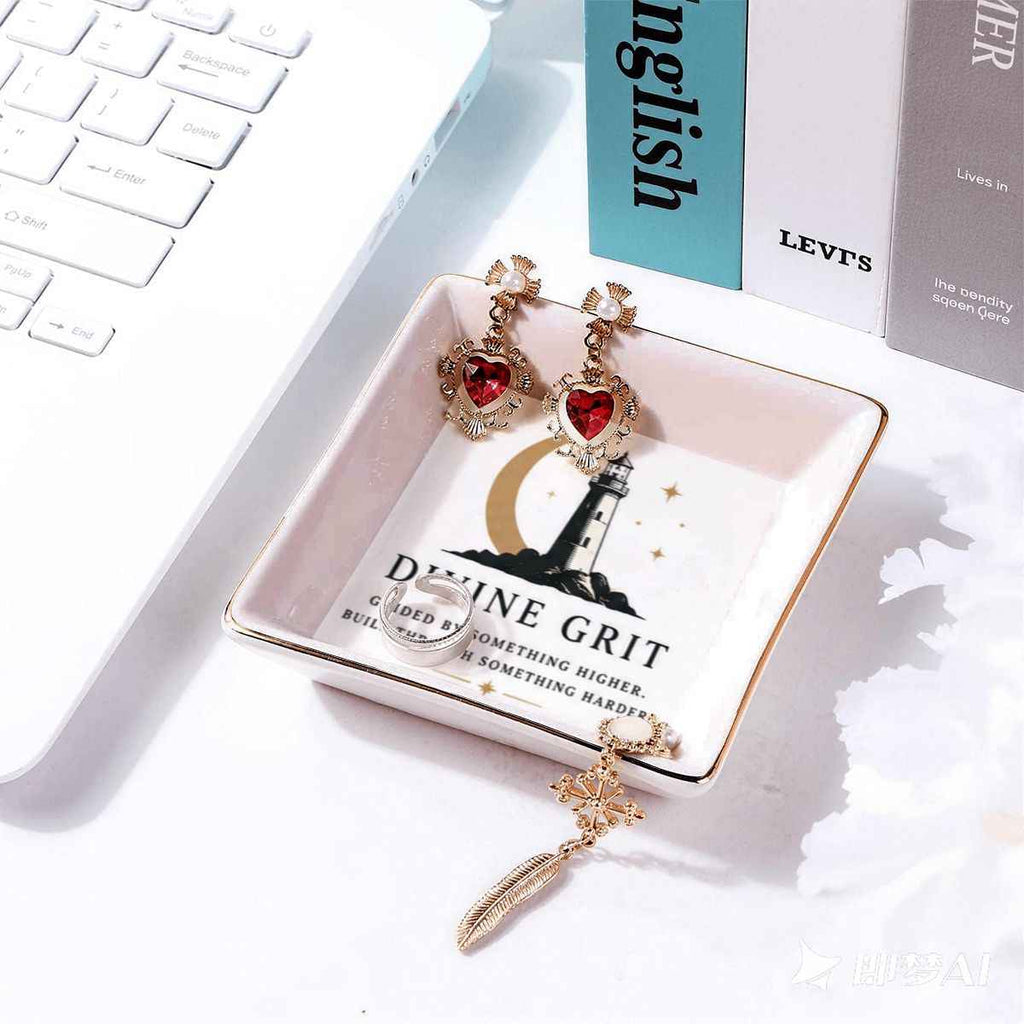Gold Trim Jewelry Dish Divine Grit Lighthouse