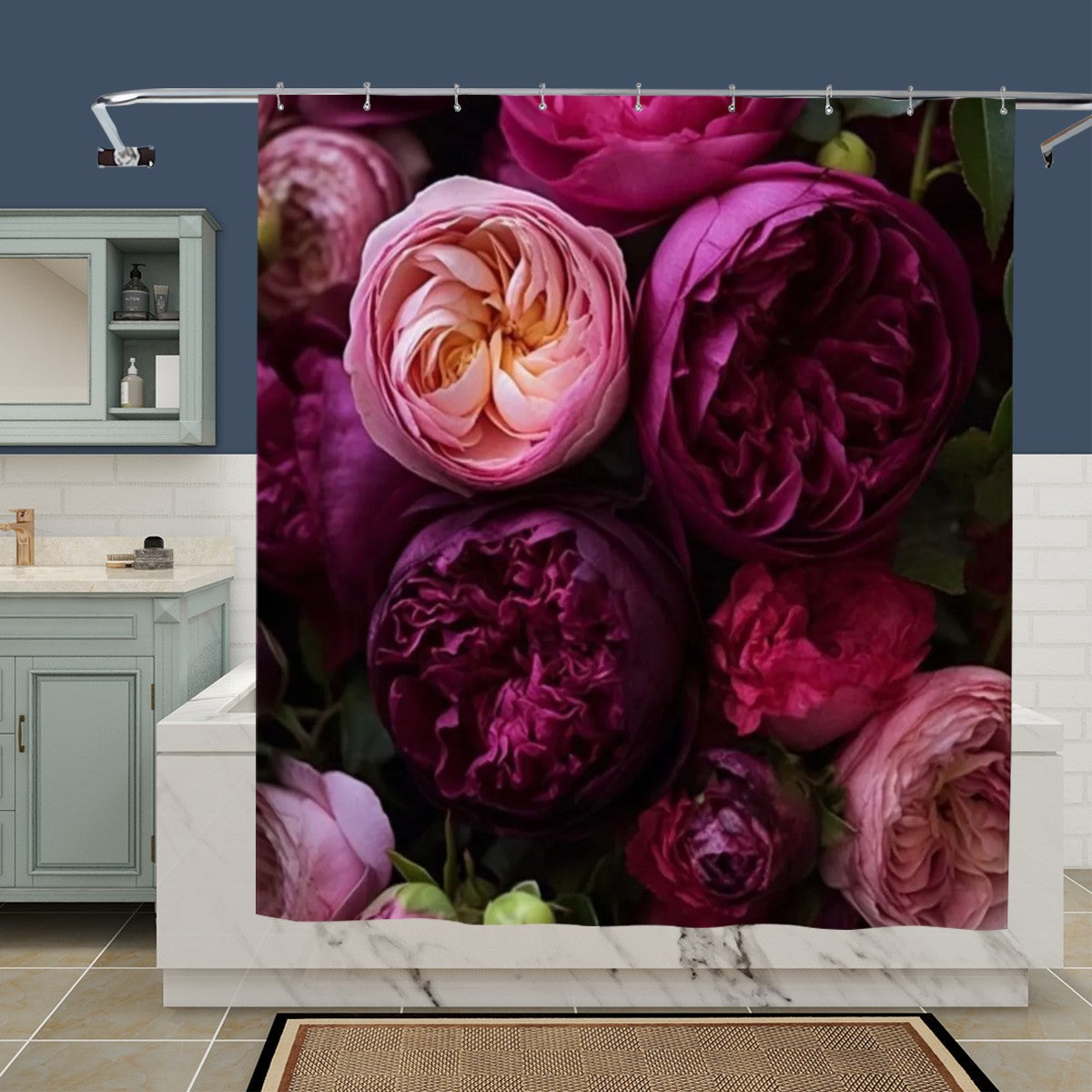 Peony Garden Shower Curtain | Magenta & Blush Floral