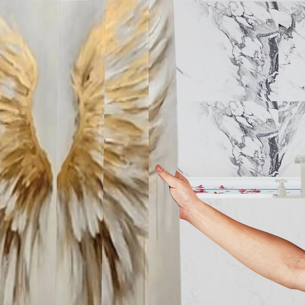 Gold Angel Wings Shower Curtain