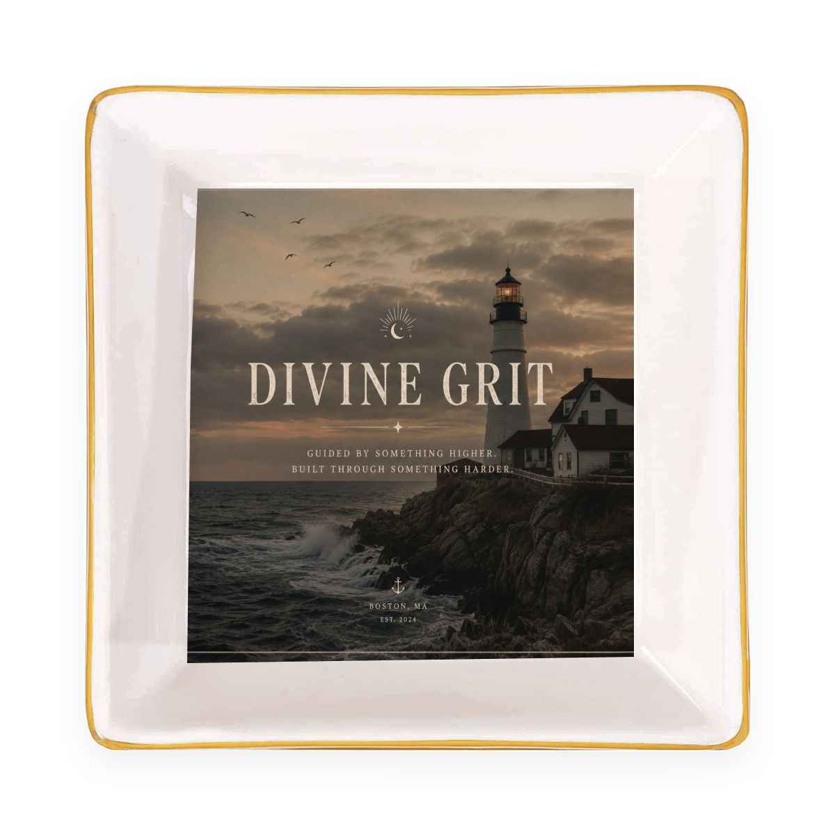 Gold Trim Jewelry Dish Divine Grit