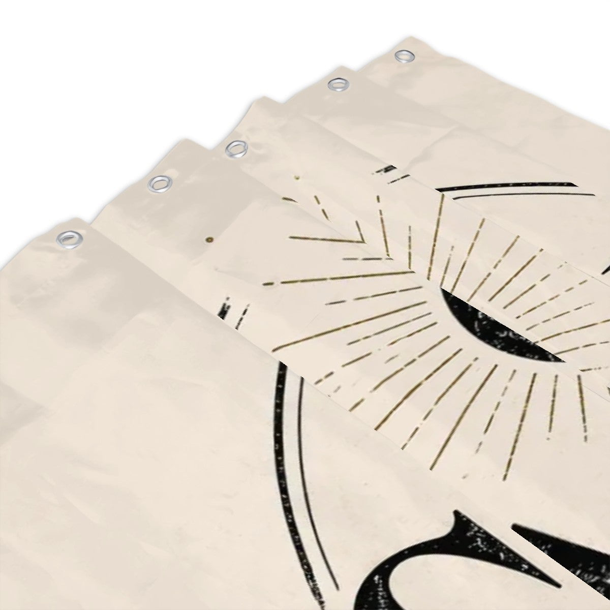 Sacred Rebel Minimal Logo shower curtain by Sandy Beach featuring modern spiritual design for neutral bathroom decor.