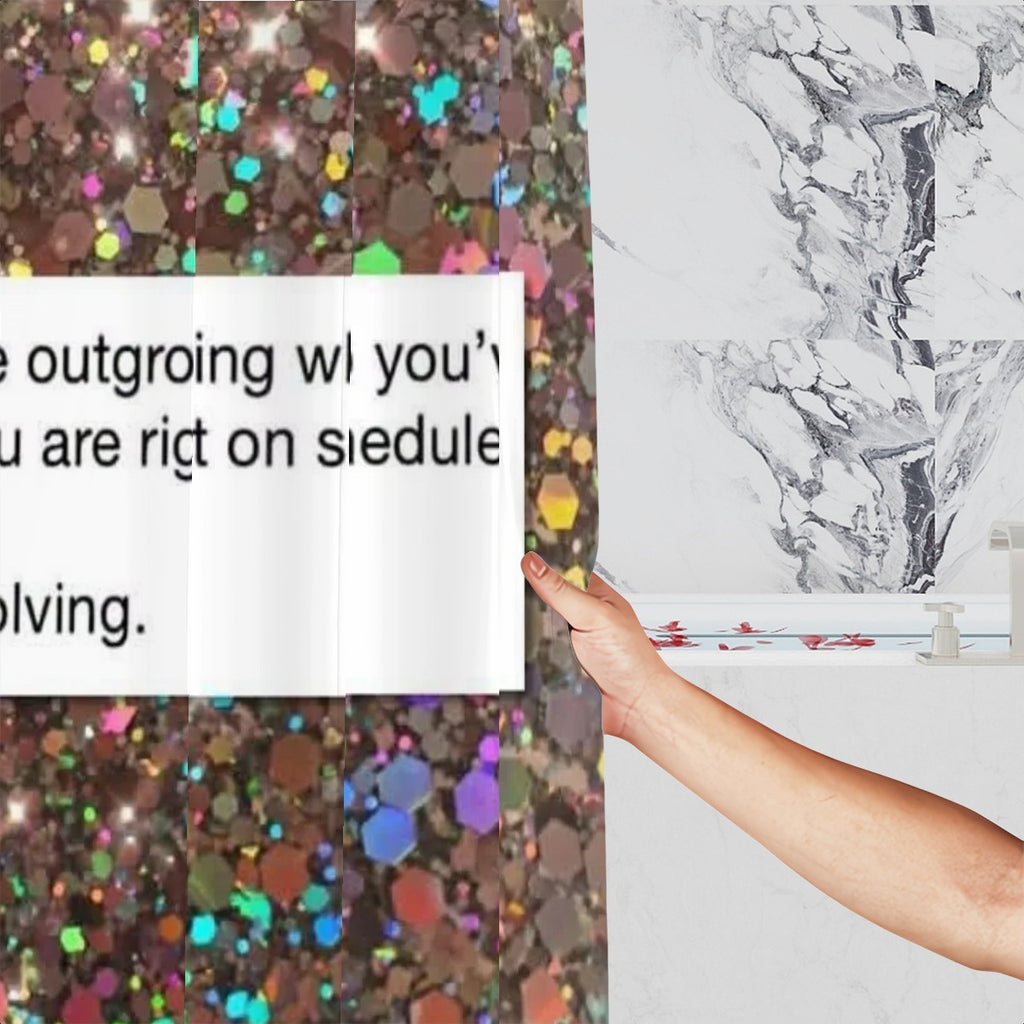 "Keep Evolving" Glitter Affirmation Shower Curtain