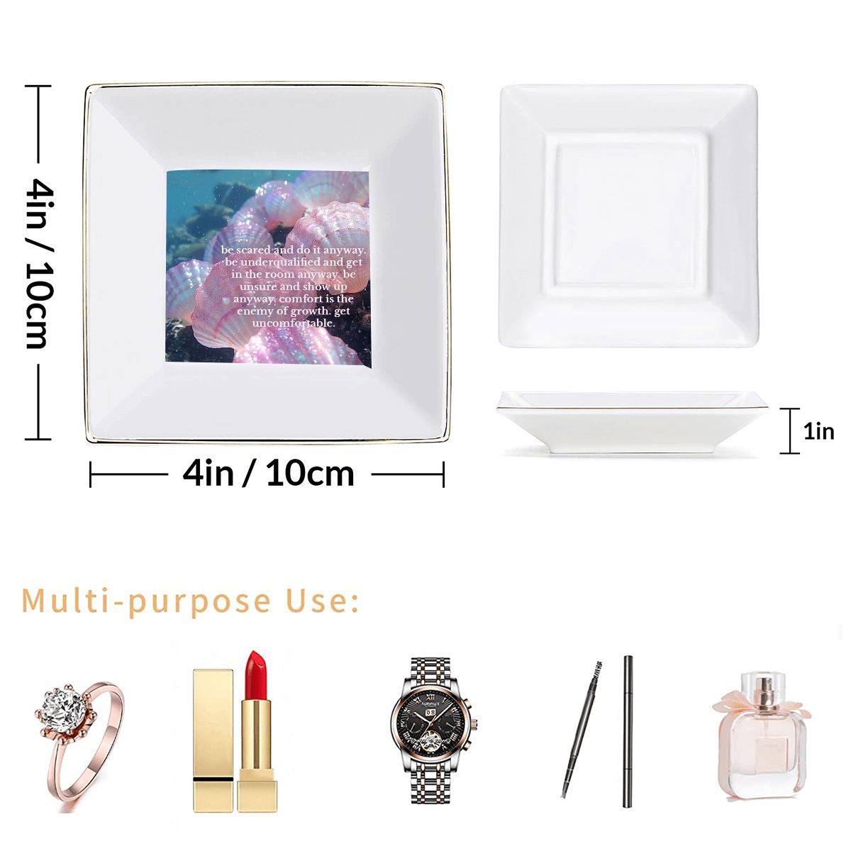 Do It Anyways Gold Trim Ceramic Jewelry Dish