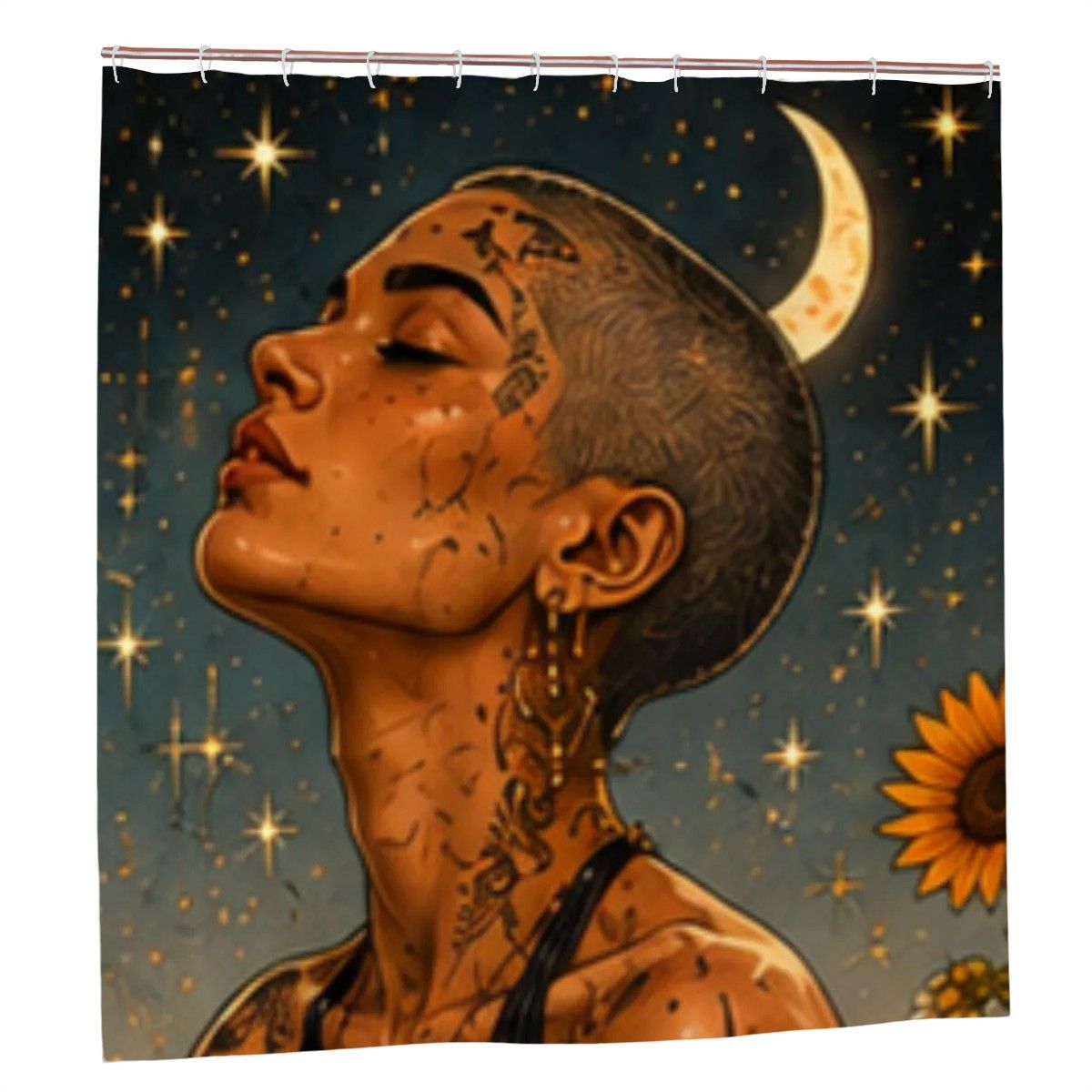 Mystical Woman Shower Curtain – Divine Feminine Fantasy Art Boho Spiritual Bathroom Decor