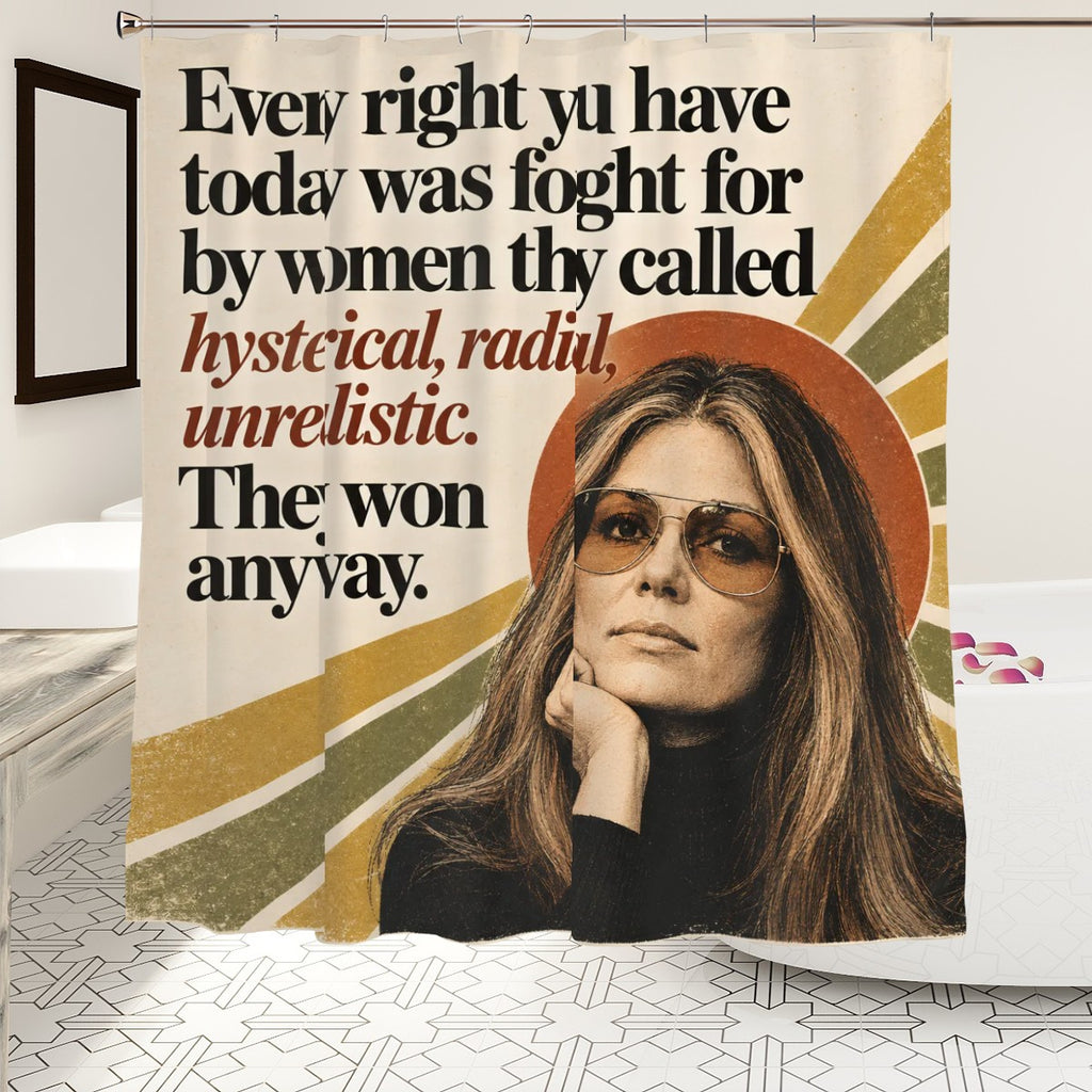 Gloria Steinem Portrait Shower Curtain - 72" x 72" Feminist Art Bathroom Decor
