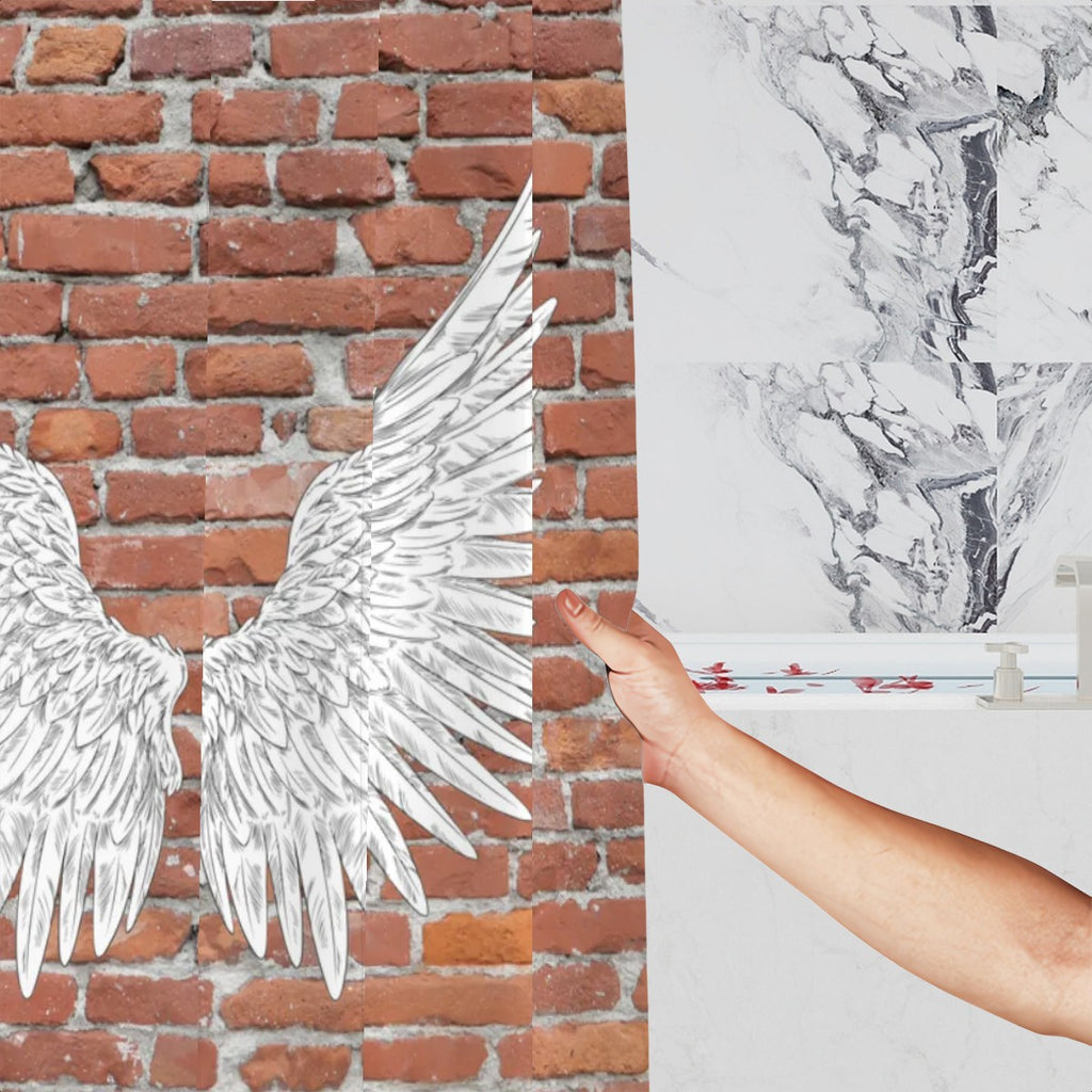 Angel Wings Brick Wall Shower Curtain