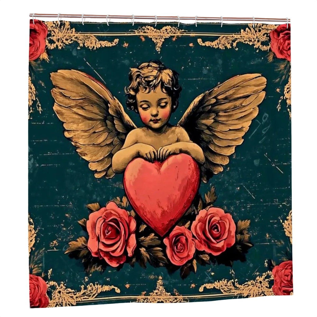 Vintage Cherub & Roses Romantic Shower Curtain
