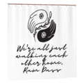 Yin Yang shower curtain with black and white design, ideal for bathroom decor, by Sandy Beach.