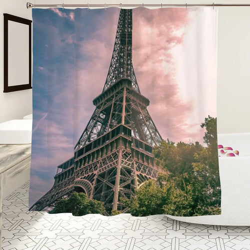 Eiffel Tower Shower Curtain Sandy Beach