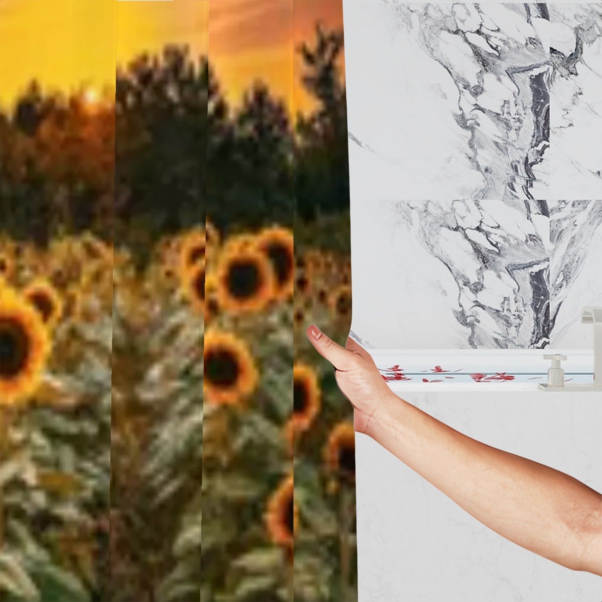 Sunflower Field Sunset Shower Curtain