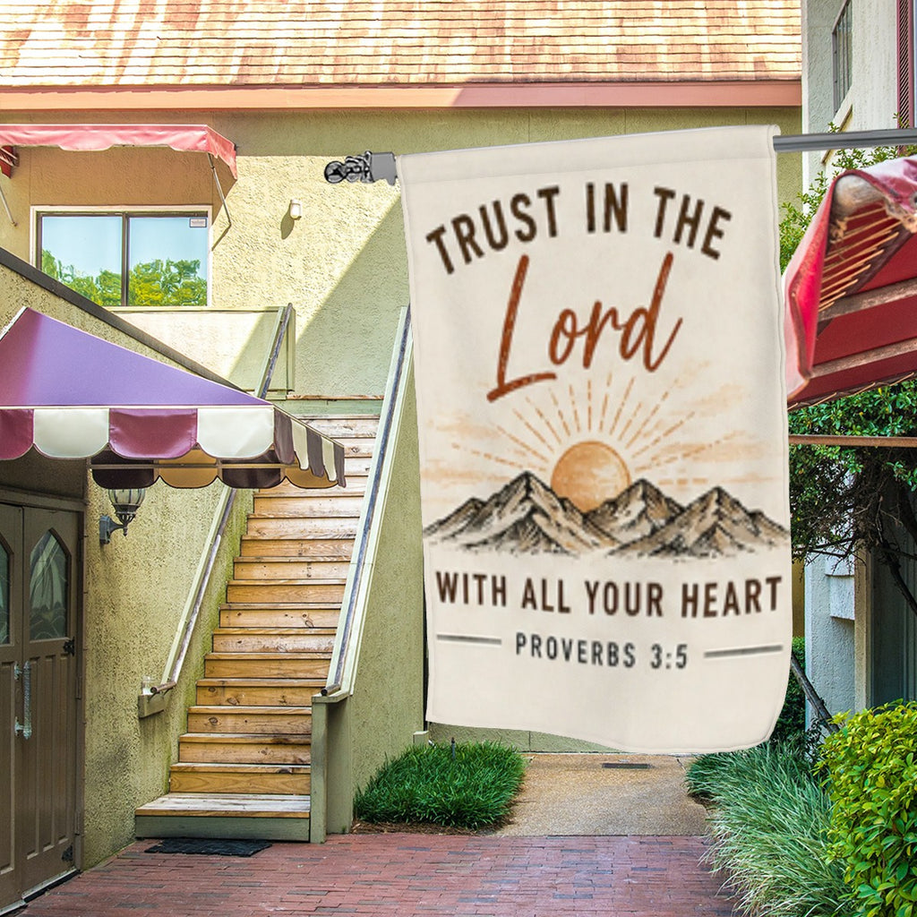 Colorful outdoor garden flags by Sandy Beach, yard decorations, featuring vibrant designs for garden decor.