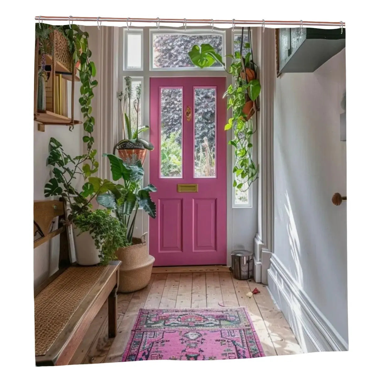 Pink Front Door Photo Shower Curtain Sandy Beach