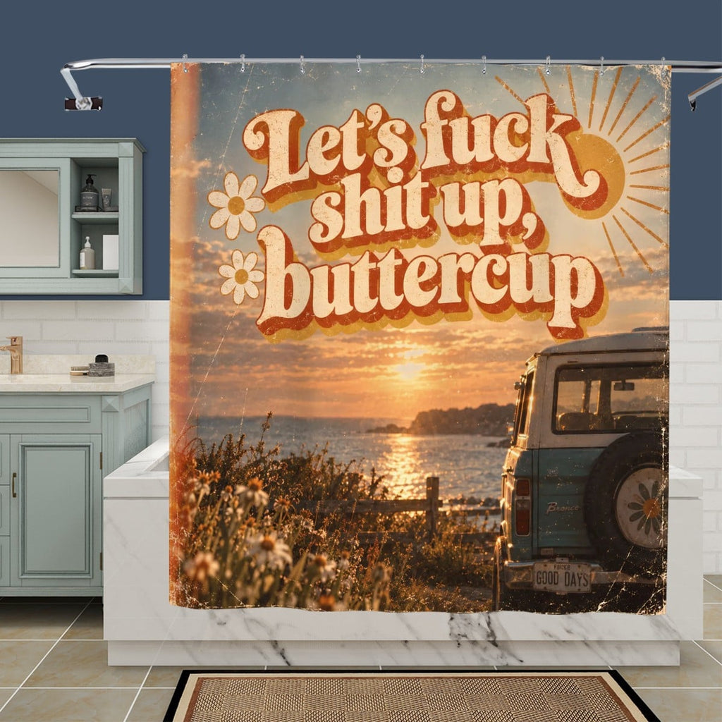 Buttercup Meadow Shower Curtain - 72" x 72" Waterproof Wildflower Print
