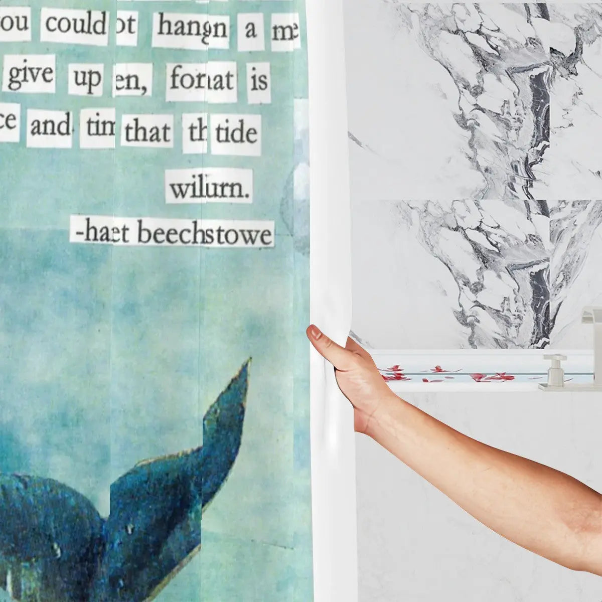 Whale Tail Shower Curtain Sandy Beach