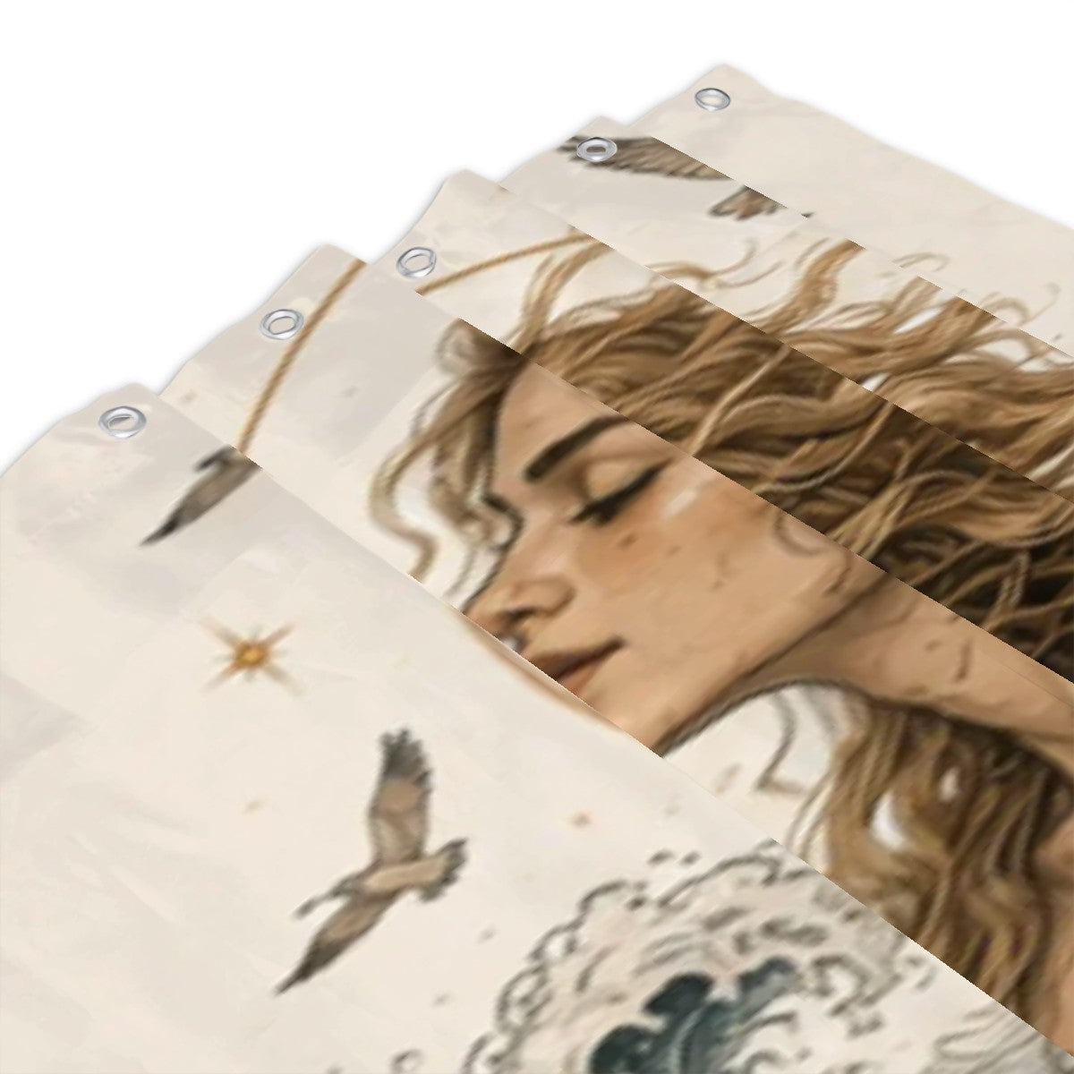 The Woman You Become Shower Curtain – You Survived Yourself Ocean Wave Goddess Bathroom Decor