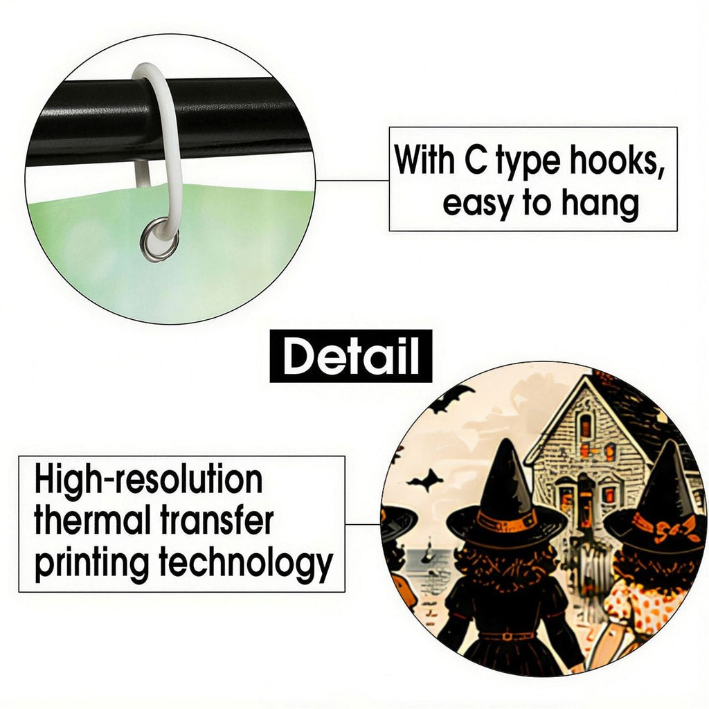Close-up of C-type hooks for easy hanging and high-resolution thermal transfer printing detail.