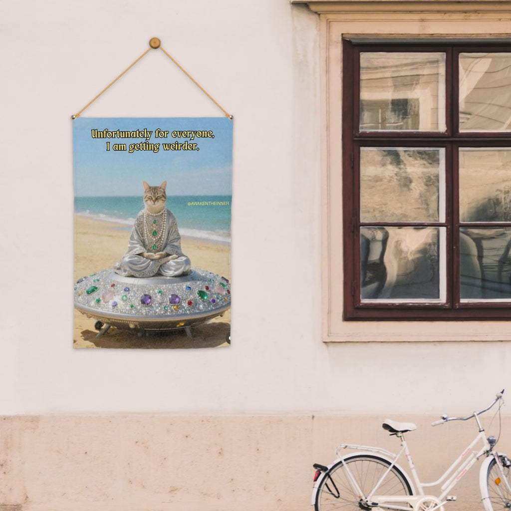 Meditating Cat on Beach Garden flag