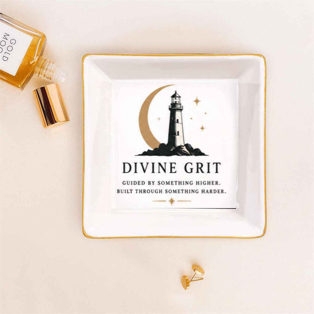 Gold Trim Jewelry Dish Divine Grit Lighthouse