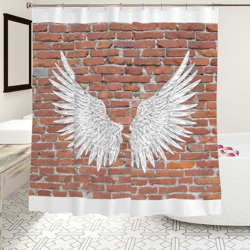 Angel Wings Brick Wall Shower Curtain