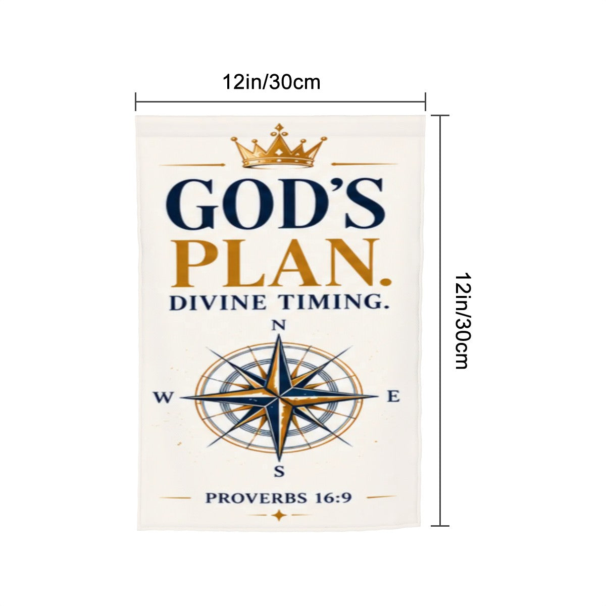 God’s Plan Divine Timing Garden Flag – Proverbs 16:9 Christian Compass Crown Outdoor Decor
