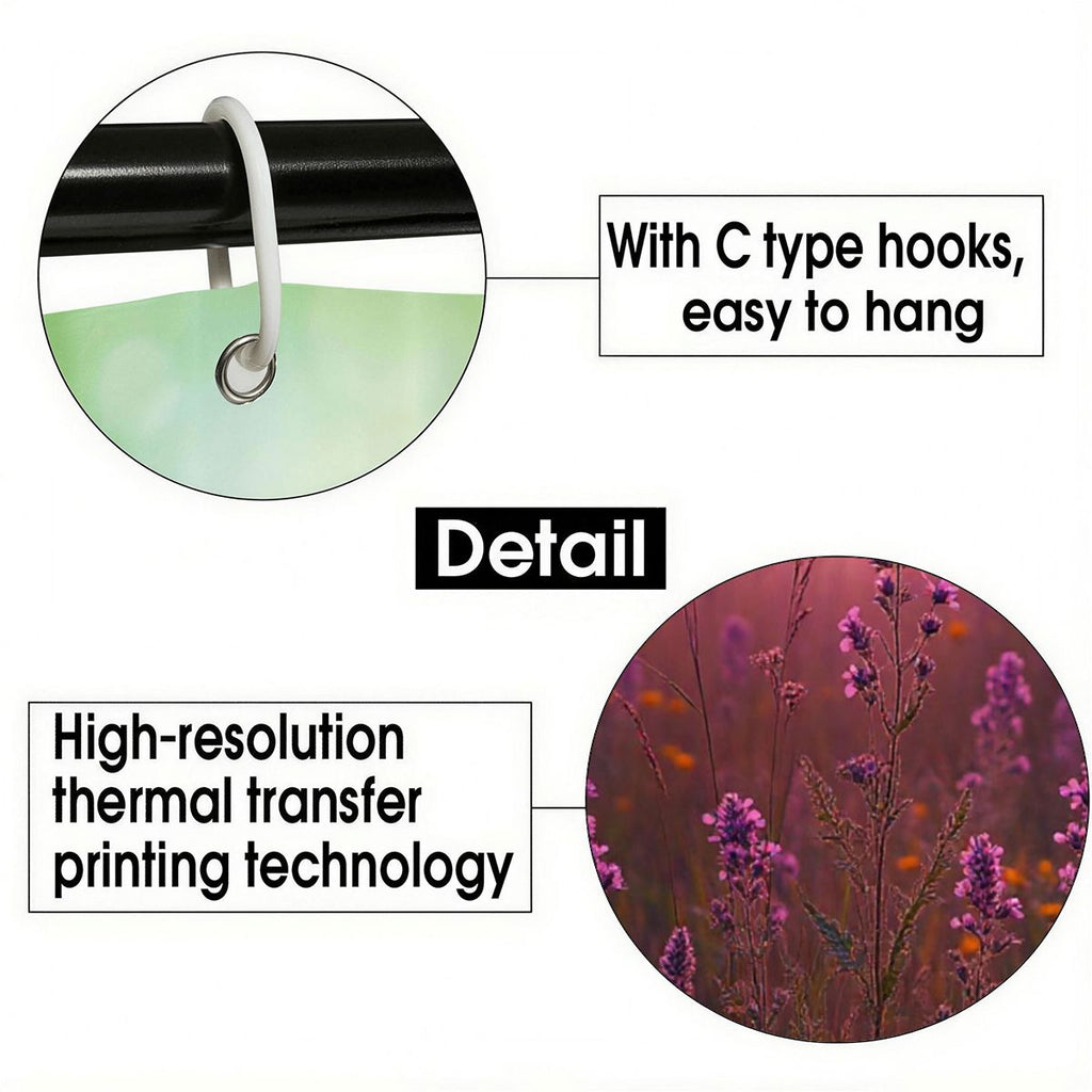 Detail view of C-type hooks for easy hanging and high-resolution thermal transfer printing.