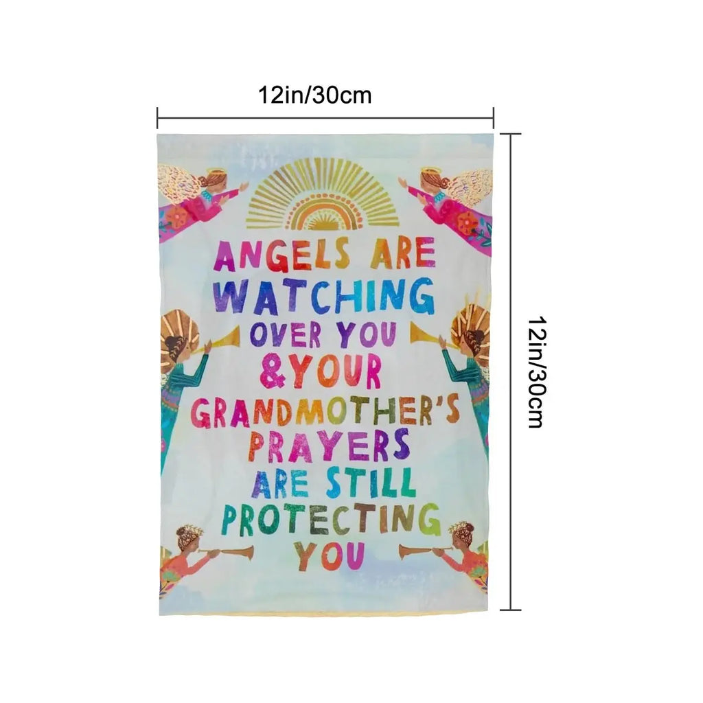 Sandy Beach Angels Are Watching Over You garden flag with angel and floral design, garden decor for outdoor display