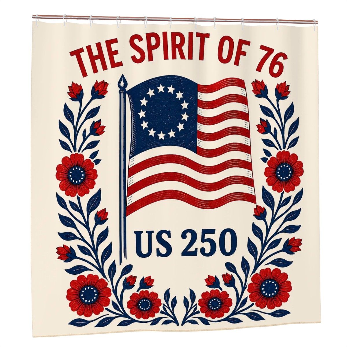 Patriotic American Shower Curtain America's 250th - Sandy Beach