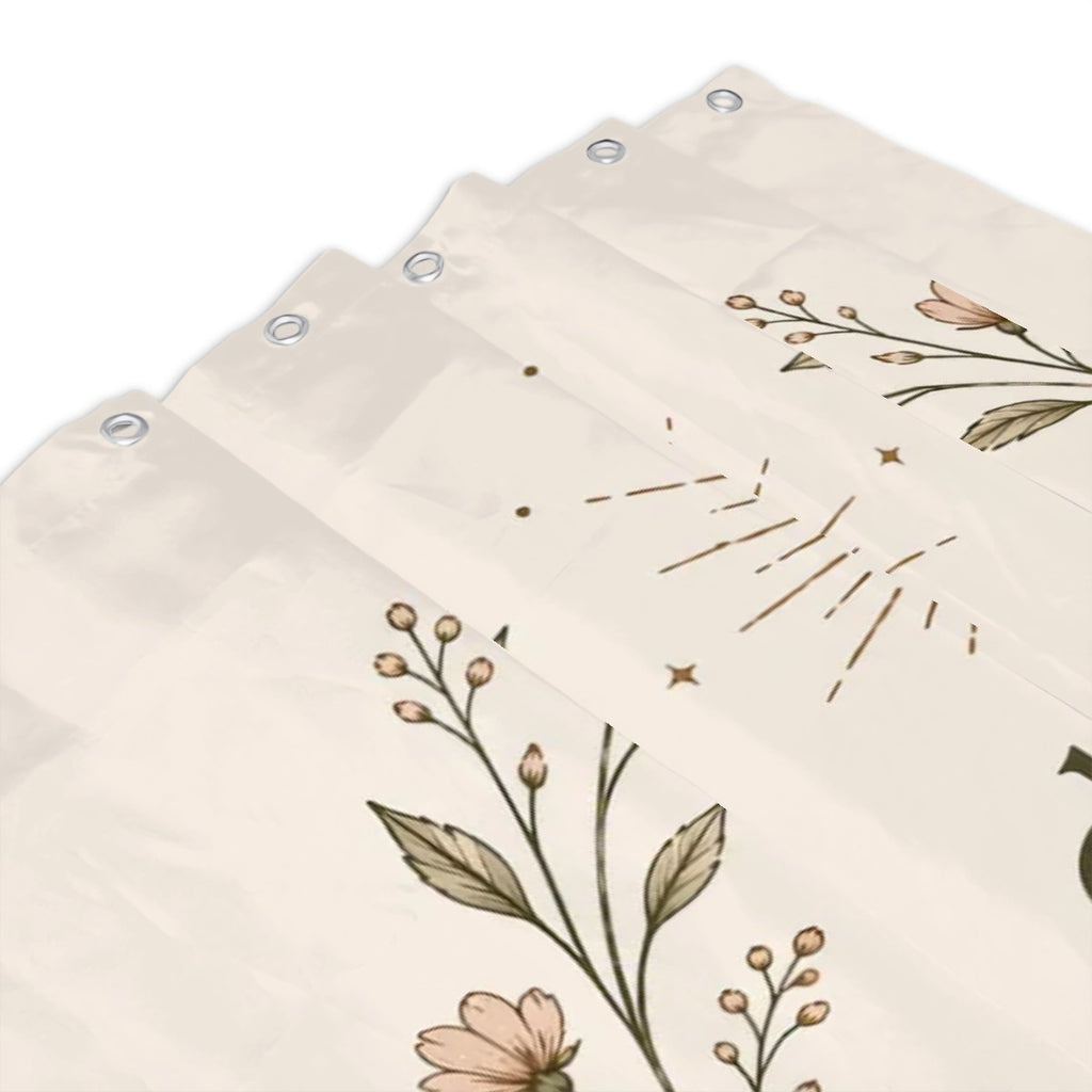 Sandy Beach bathroom decor shower curtain with a coastal beach scene, featuring sandy shores and ocean waves.