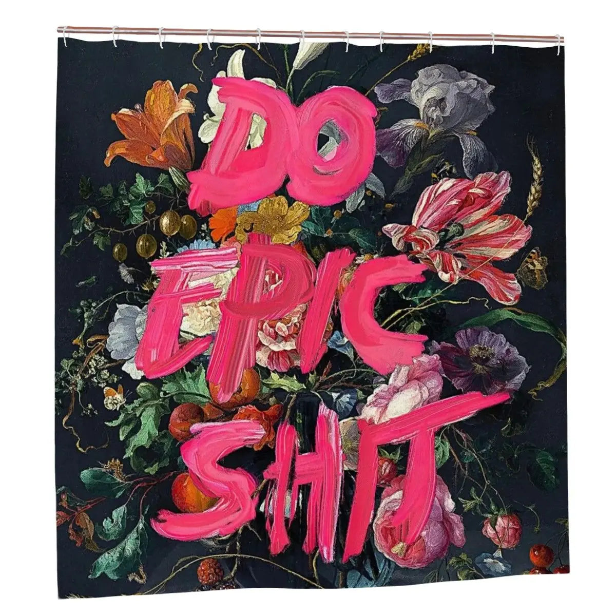 Sandy Beach Do Epic Sh*t bathroom shower curtain with bold text and modern design for bathroom decor.