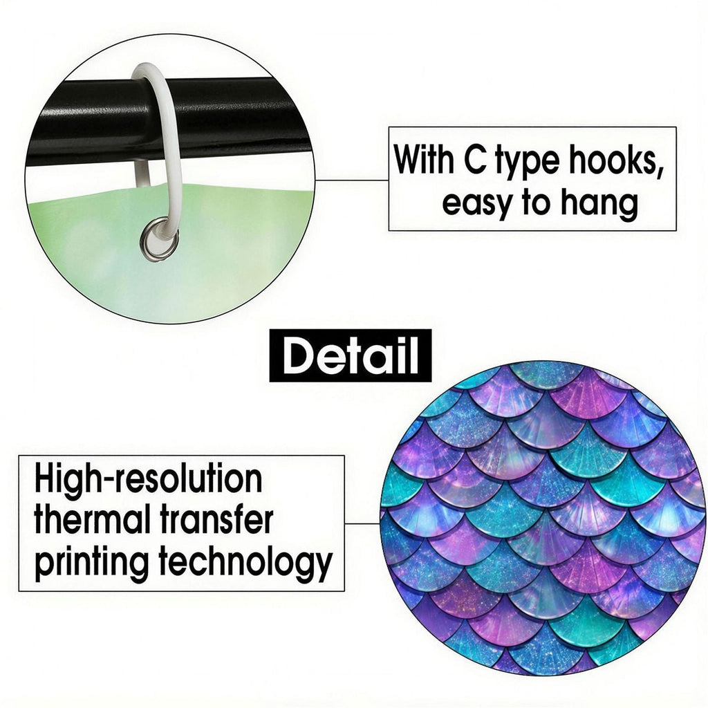 Mermaid Scales Shower Curtain | Iridescent Teal & Purple Bathroom Decor