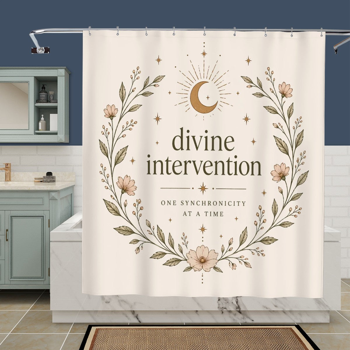 Sandy Beach bathroom decor shower curtain with ocean and sand design, waterproof fabric for stylish shower enclosure.