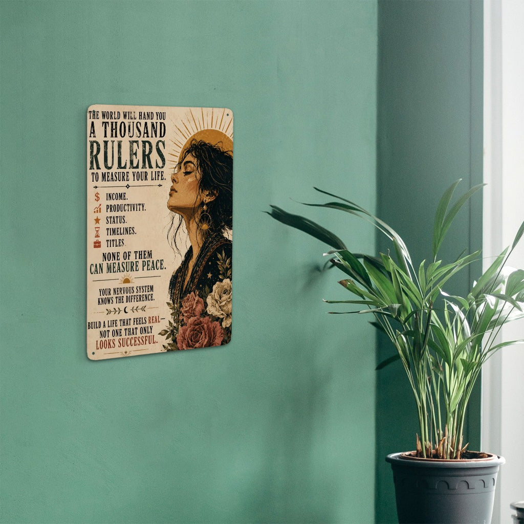 Vintage style inspirational wall art with a woman's portrait and motivational quote.