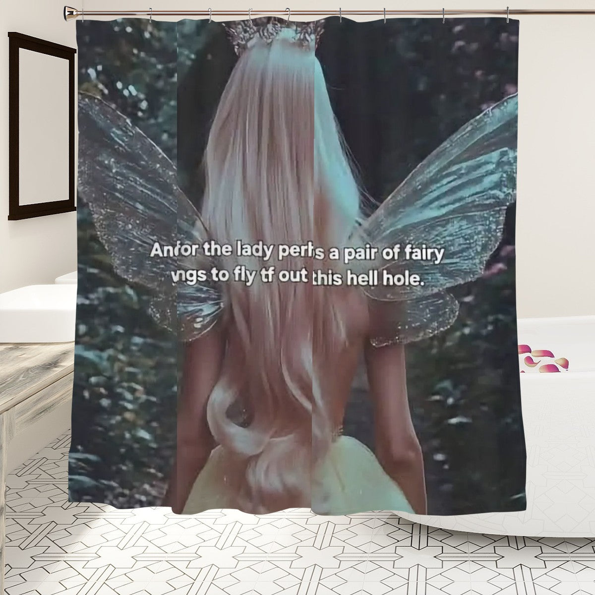 Fairycore "Fairy Wings" Whimsical Shower Curtain