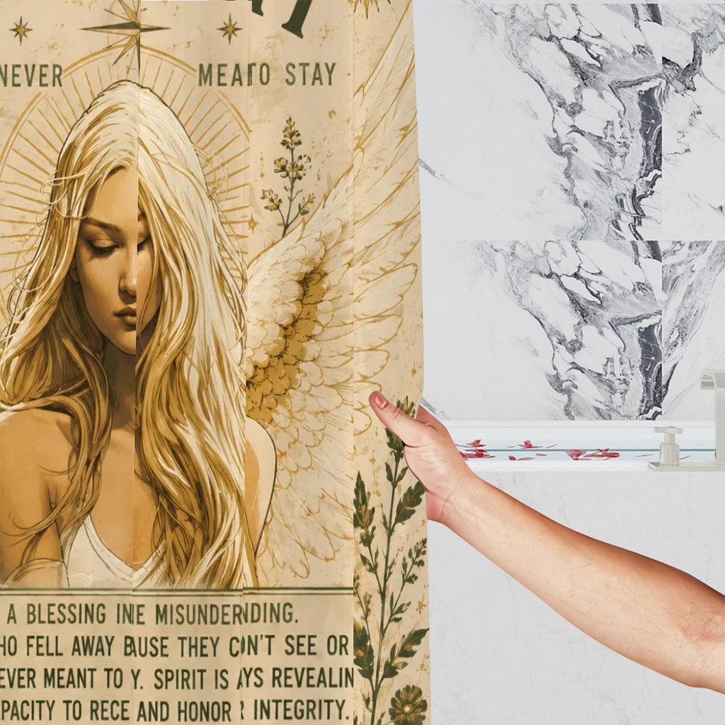 Divine Grit Angel Shower Curtain - 72" x 72" Inspirational Spiritual Art
