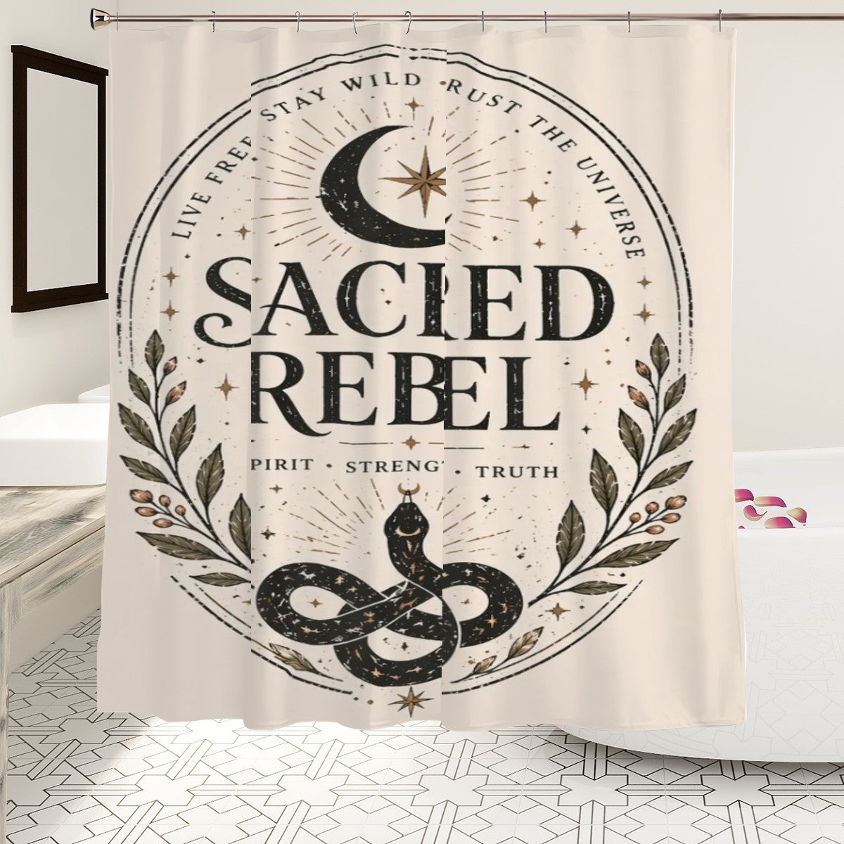 Sandy Beach bathroom decor shower curtain with ocean and sand beach scene in a natural fabric design