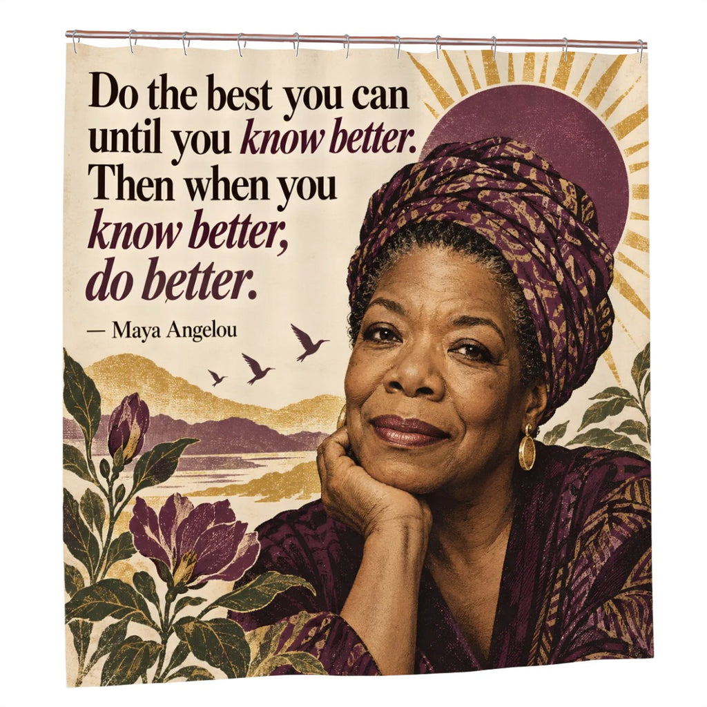 Maya Angelou Portrait Shower Curtain - 72" x 72" Poet Art Bathroom Decor
