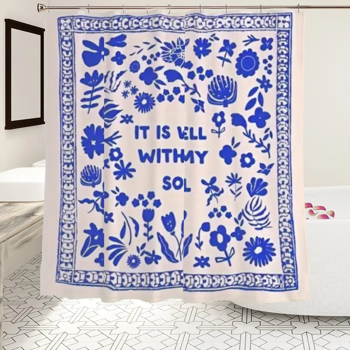 It is well with my soul Shower Curtain Sandy Beach