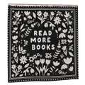 Sandy Beach Read More Books shower curtain featuring colorful book illustrations, ideal for bathroom decor